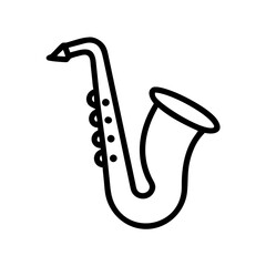 Vector illustration of a saxophone in a stylish design on a white background with copy space