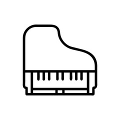 Vector illustration of a grand piano in a minimalist style on a white background with copy space