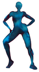 Stylized silhouette of a standing figure striking a confident pose with vibrant colors