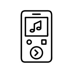 Vector illustration of a portable music player in a modern style on a white background with copy space