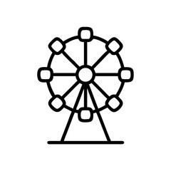 Vector illustration of a Ferris wheel in a fun style on a white background with copy space