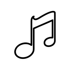 Vector illustration of a musical note in a minimalist style on a white background with copy space