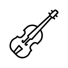 Vector illustration of a violin in a classic style on a white background with copy space