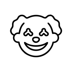 Vector illustration of a cheerful clown face in a playful style on a white background with copy space