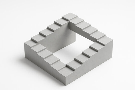 The Impossible Stairs: An artistic depiction of a Penrose stairs, a mind-bending optical illusion. The stairs appear to endlessly ascend and descend, creating a paradox of perspective.