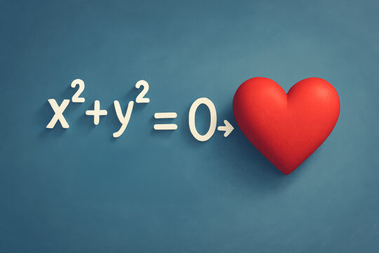 Love equation with heart symbol on blue background - Powered by Adobe