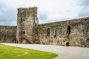 Castle ruin of Chateau de Saint-Sauveur-le-Vicomte, Manche, Normandy, France, Europe