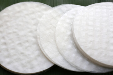 Stacked round sheets of Vietnamese rice paper