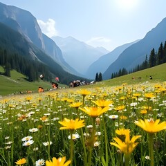 alpine meadow with wildflowers