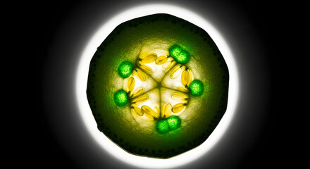 Translucent Slice Of Green Jalapeno Pepper Against A Dark Background