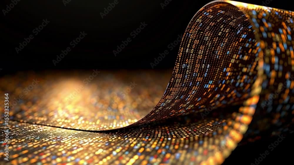 Poster vibrant digital patterns abstract technology with colorful binary code flowing in mesmerizing visual