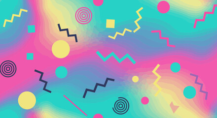 Fototapeta premium Vibrant retro Memphis style pattern background for creative designs and presentations