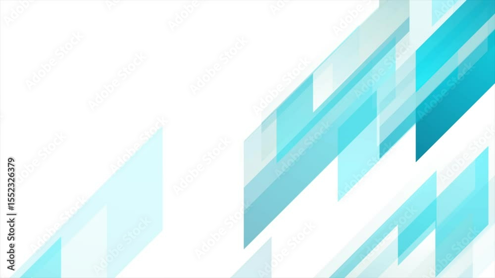 Poster bright blue and white geometric glossy elements abstract tech background. seamless looping minimal m