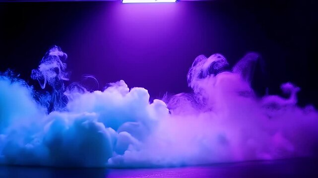 Illuminated Cloud Formation with Colorful Lighting Effects in Dark Environment