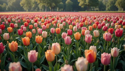 flowers, tulips, beautiful photo of a field of tulips