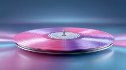 Vibrant Pink and Purple Vinyl Record Closeup Studio Shot Music Background