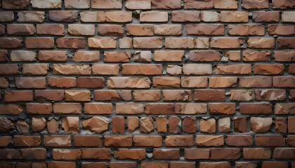 Obraz premium Old brick wall featuring visible cracks and weathered textures, giving it a worn, aged, and grungy appearance commonly seen in urban or industrial buildings texture