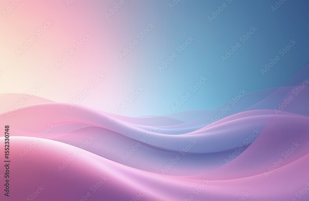 Poster abstract background with flowing curves in soft pink purple and blue. digital art design of wavy lin