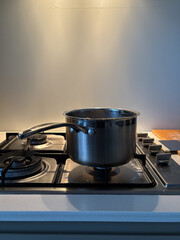 A saucepan on the stove.