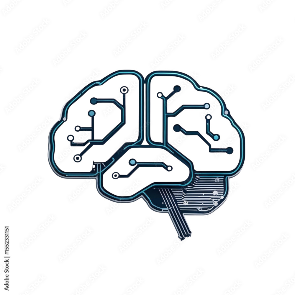 Poster digital brain technology concept for artificial intelligence and neural network learning and innovat