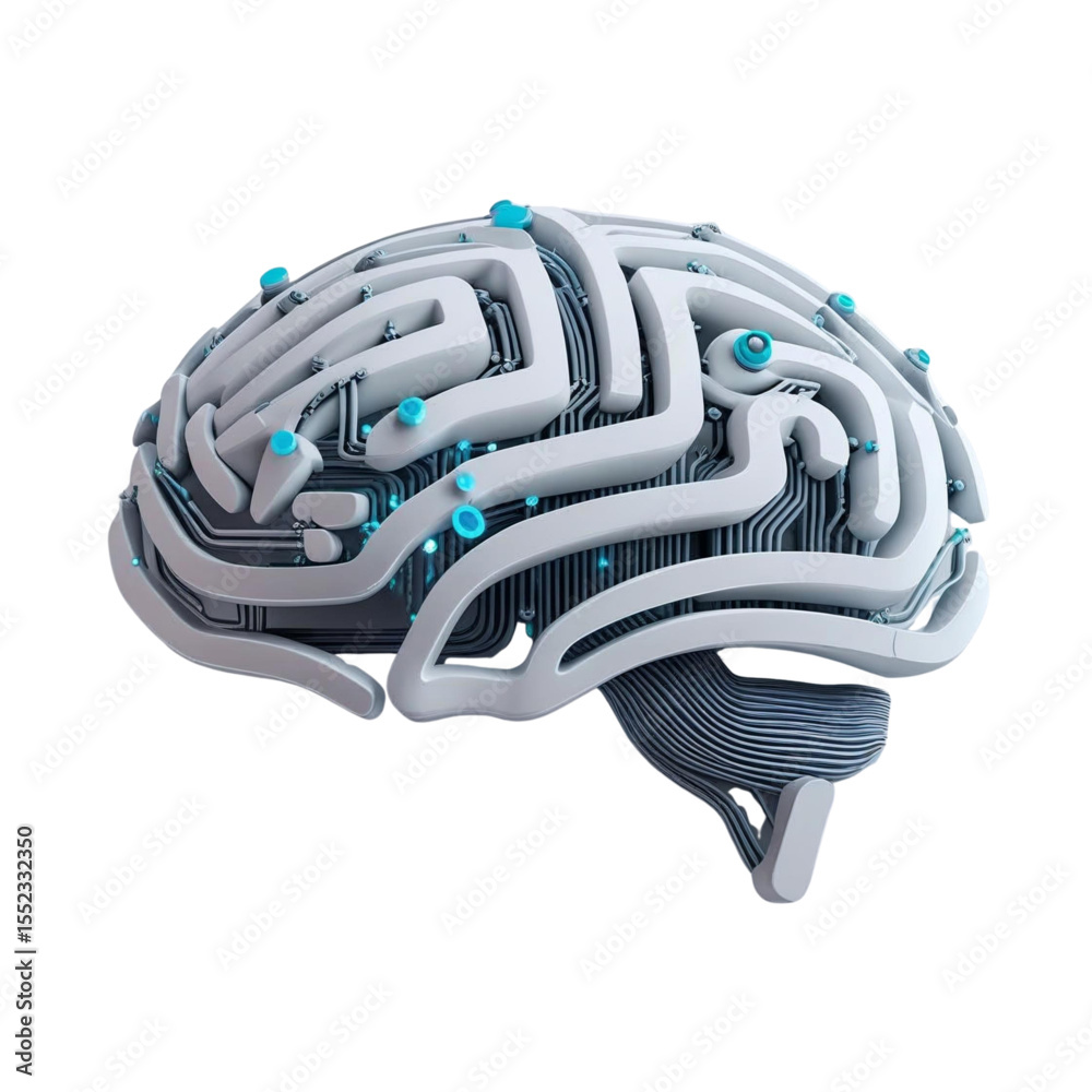 Poster artificial intelligence brain concept with neural network and machine learning technology concept de