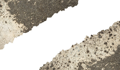 Rusty Rough Concrete Texture Frame with Torn Jagged Edges - Urban Grunge Border Isolated on...