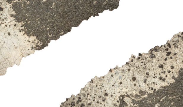 Rusty Rough Concrete Texture Frame with Torn Jagged Edges - Urban Grunge Border Isolated on Transparent Background