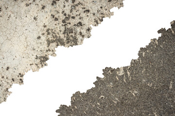 Rusty Rough Concrete Texture Frame with Torn Jagged Edges - Urban Grunge Border Isolated on...