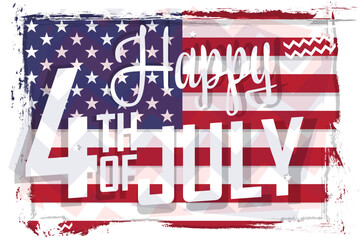 Independence day, american flag with text
