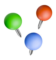 Colorful pushpins for office map or bulletin board