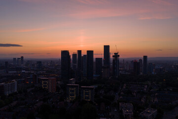 Fototapeta premium Sunrise Over Deansgate Complex Buildings on the Longest Day of the Year