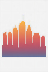 Obraz premium City skyline, vibrant gradient, urban silhouette. 