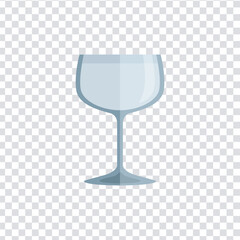 Elegant wine glass vector icon with transparent background. Perfect for bar menus, drink illustrations, restaurant graphics, and alcohol-related design in flat minimalist style.