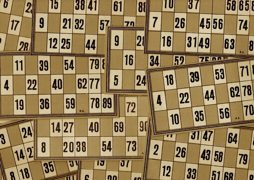 Content from the vintage game of Lotto or Bingo.