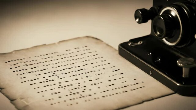 Vintage Morse code transmitter with paper, showcasing early communication technology