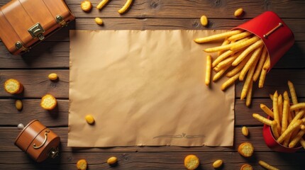 Creating delicious fry recipes kitchen food photography rustic top-down view culinary inspiration
