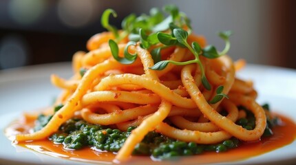 Delicious pasta dish italian restaurant food photography indoor setting close-up culinary delight