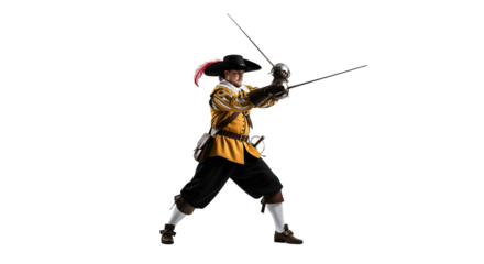 A musketeer in a sword duel