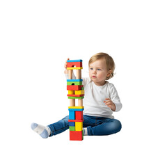 A child building a block tower