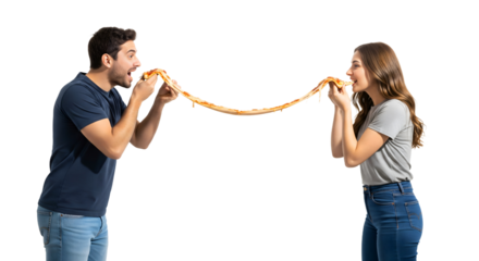 A couple sharing a pizza