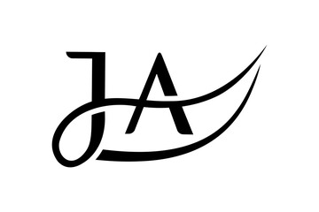 initial letters  JA curved line simple logo monogram black color