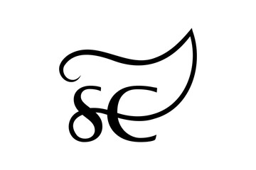 initial letters SC curved line simple logo monogram black color