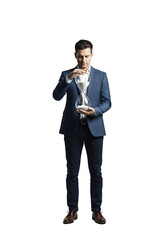 Obraz premium Man holding an hourglass