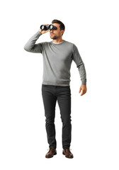 Man looking through binoculars