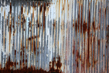 Old and rusty zinc sheet wall
