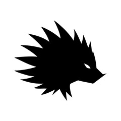 Silhouette of a spiky creature with sharp features and visible eyes on a white background