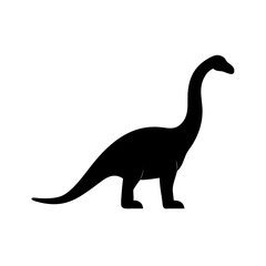 Silhouette of a long necked dinosaur standing on its four legs against a white background image art work