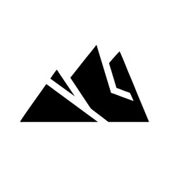 Black and white graphic depiction of three peaks with angular cuts on a white background design element