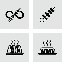 Delicious Food Icons Grilling, Kebabs, and Baked Treats
