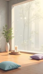 Vertical Zen Interior Vector for Wellness and Mobile Marketing